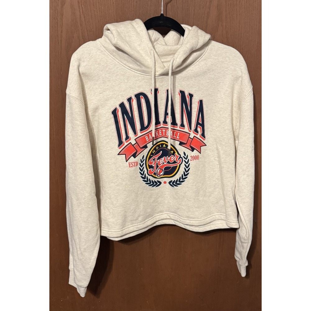Wmns Basketball NWT WNBA Indiana Fever Logo Cropped Hoodie Sweatshirt Sz L GTubO